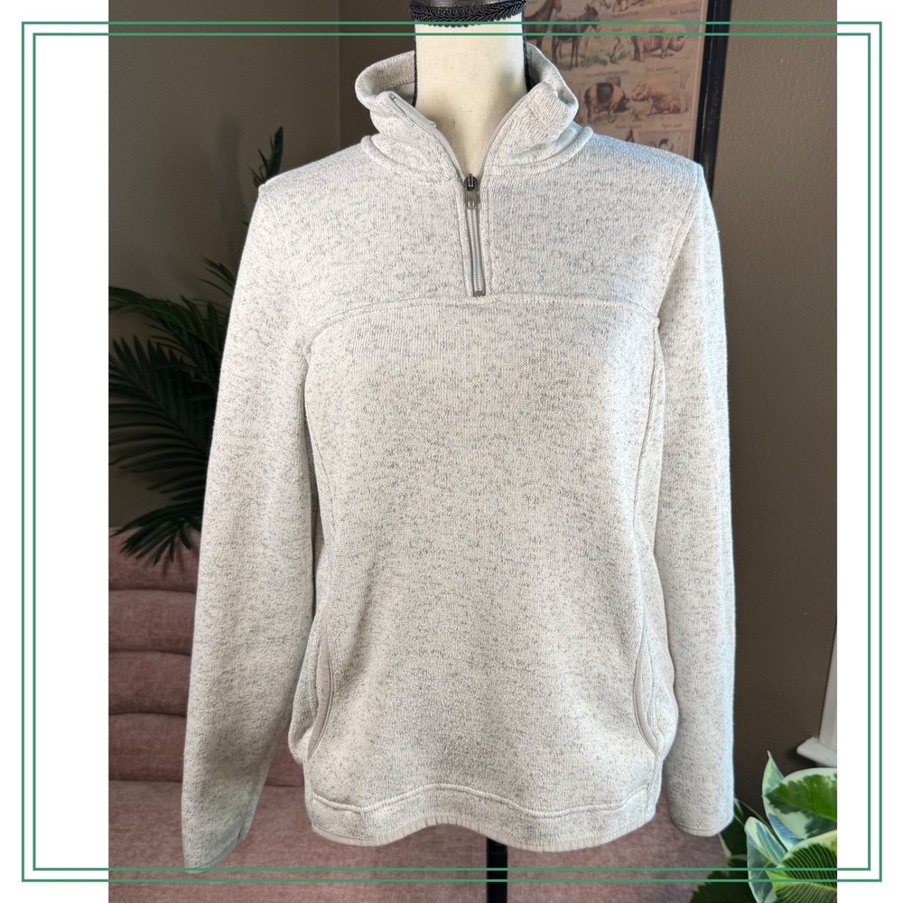Thread & Supply Heathered Light Gray Quarter-Zip Pullover Sweater